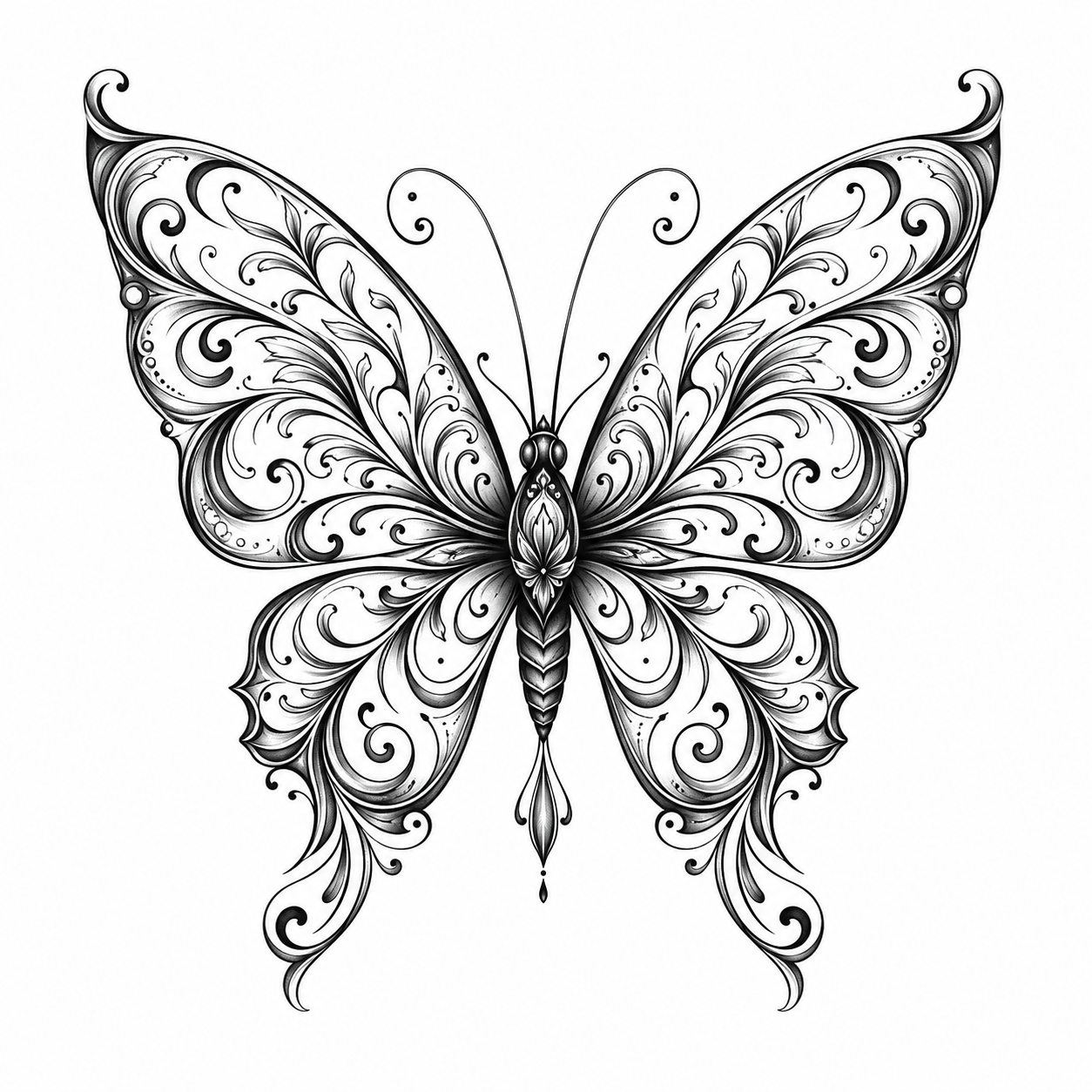 Tattoo de borboleta ornamental para ombro ou costas