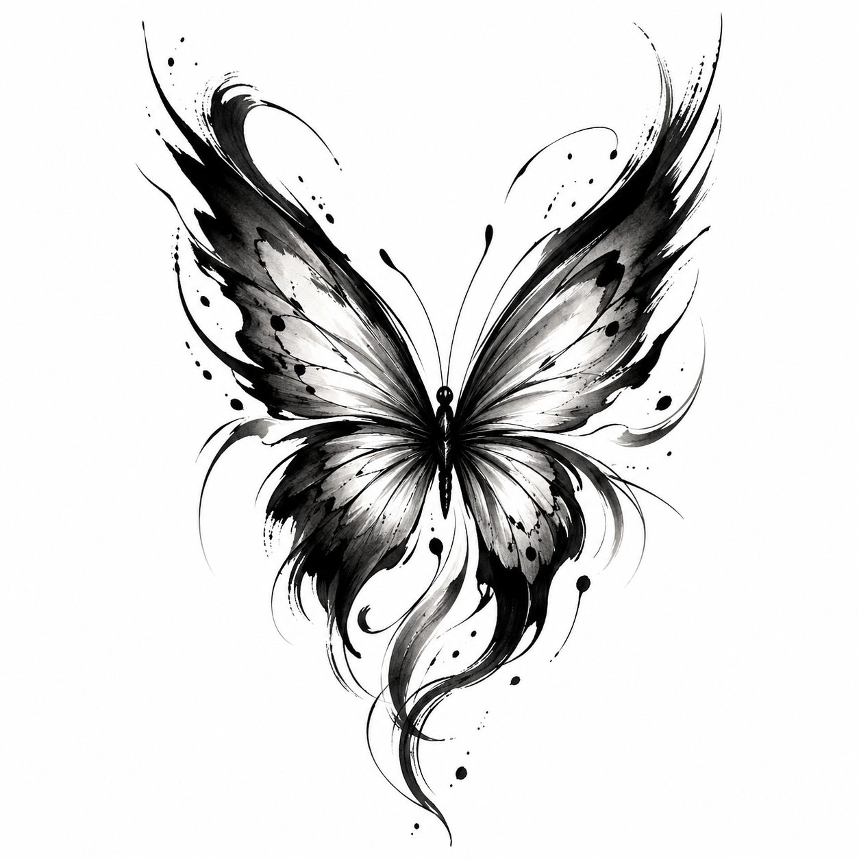 Tattoo de borboleta com flores para costela