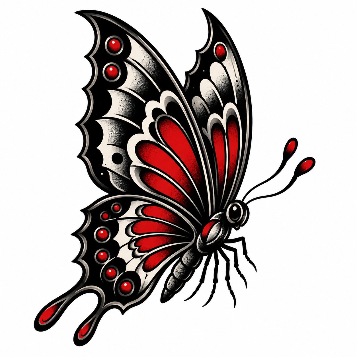 Tatuagem de borboleta com composicao floral