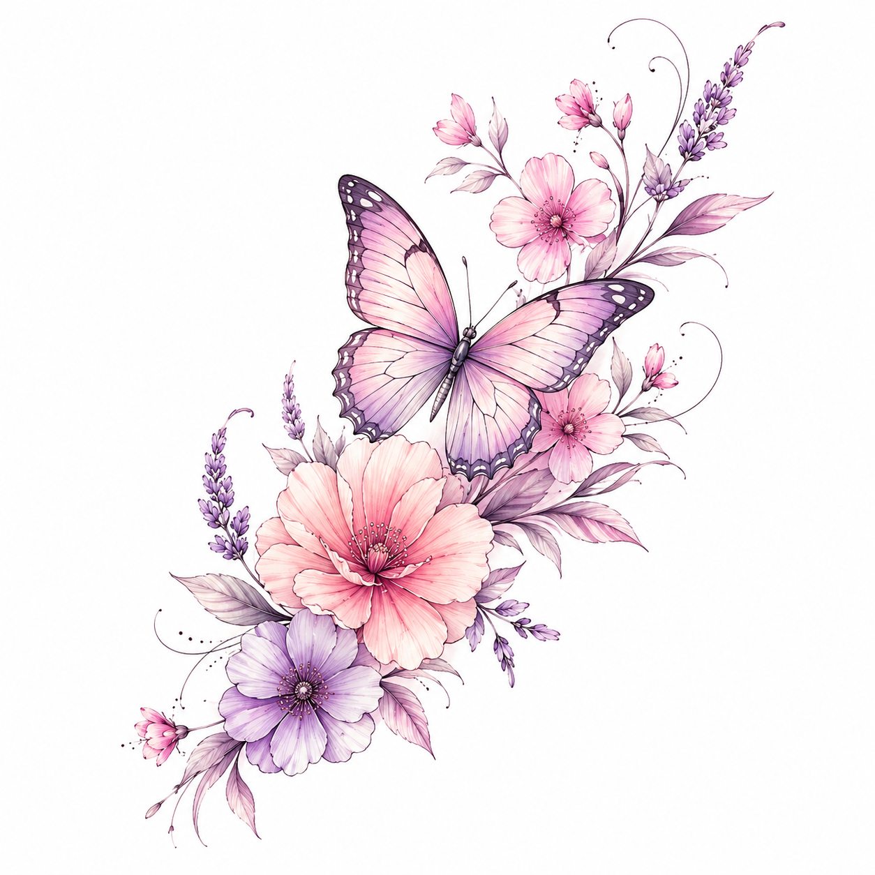 Tatuagem de borboleta com estilo delicado