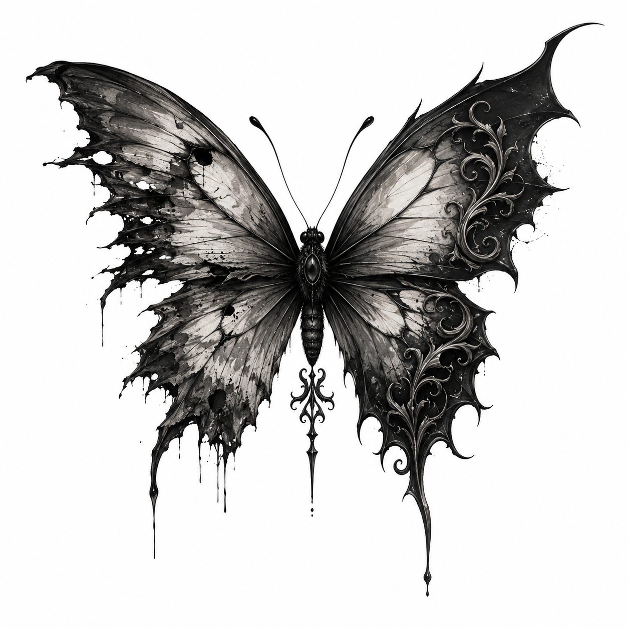 Tattoo de borboleta colorida com flores